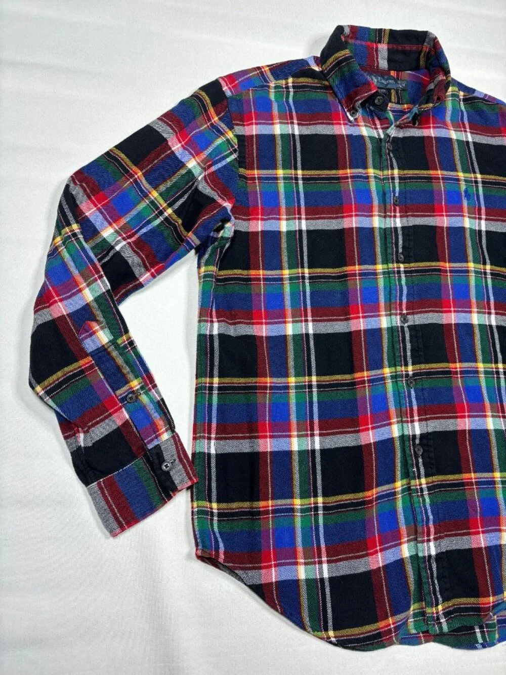 Polo Ralph Lauren Mens Plaid Flannel Shirt Multicolor Long Sleeve Custom Fit